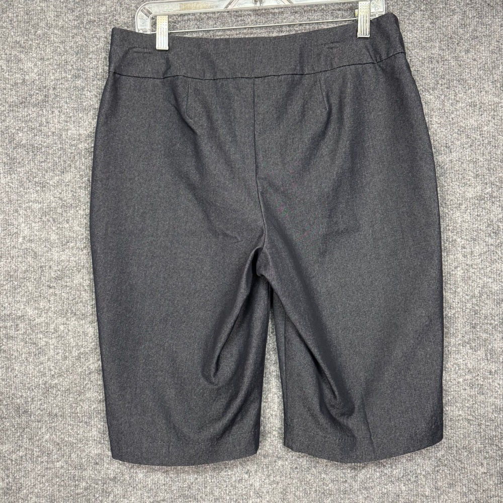 Chicos So Slimming Bermuda Shorts 1.5 Womens 10P Black Chambray Pull On Stretch - Picture 2 of 11